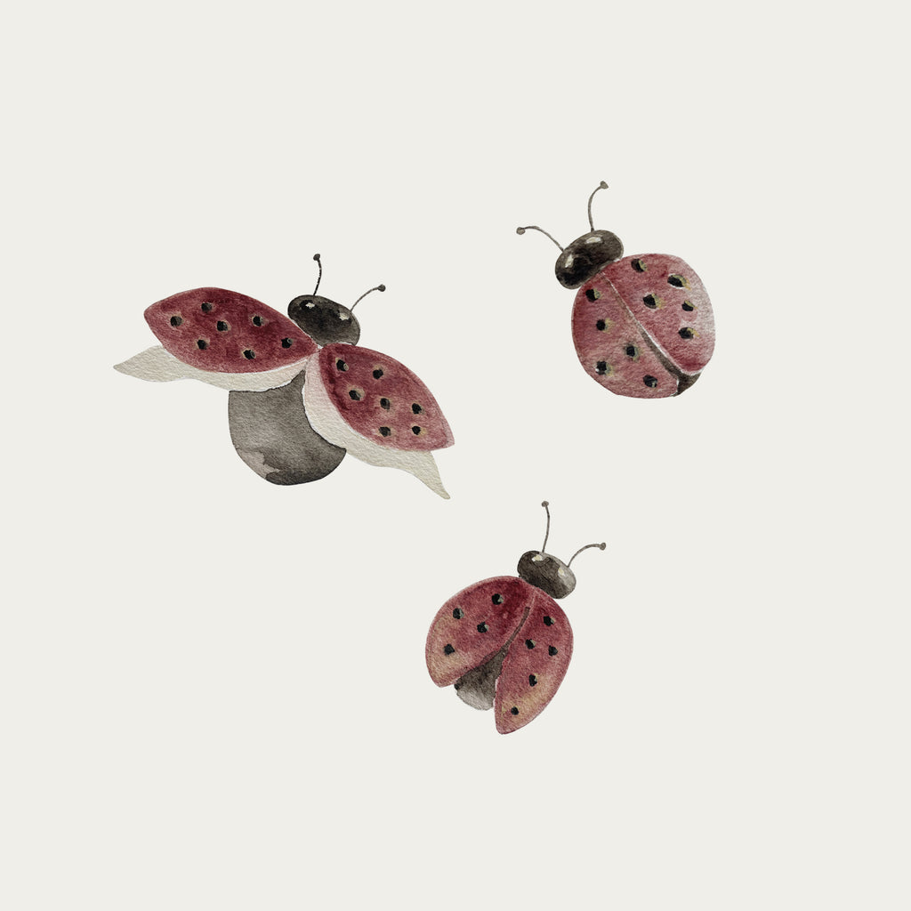 Three lady bug wall decals